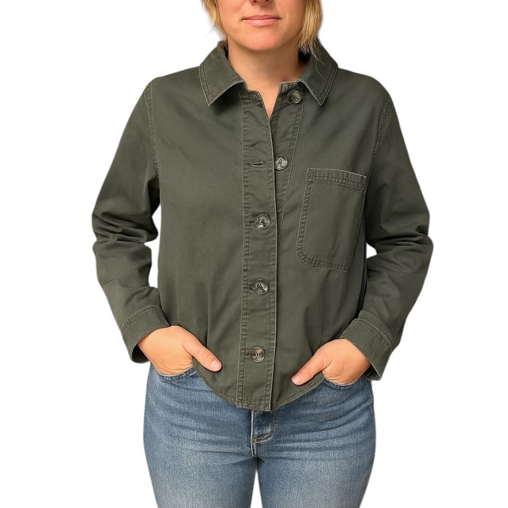 CAbi Medium Green Lightweight Denim 100% Cotton Jacket